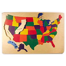 USA Map Wooden Rainbow Puzzle