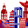 Red and Blue Buildings by CITIBLOCS LLC
