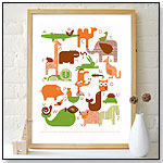 Animal Alphabet Screenprinted Poster by PETIT COLLAGE