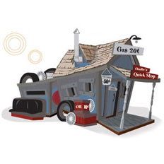 Kids Crooked House - Junkyard/Gas Station Playhouse