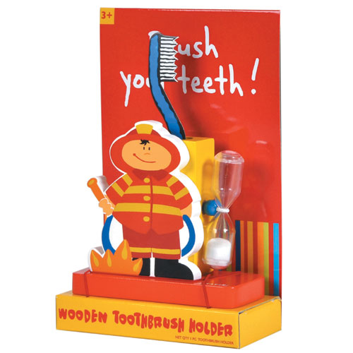Wooden Toothbrush Holder Firefighter by COLORI USA/TATIRI