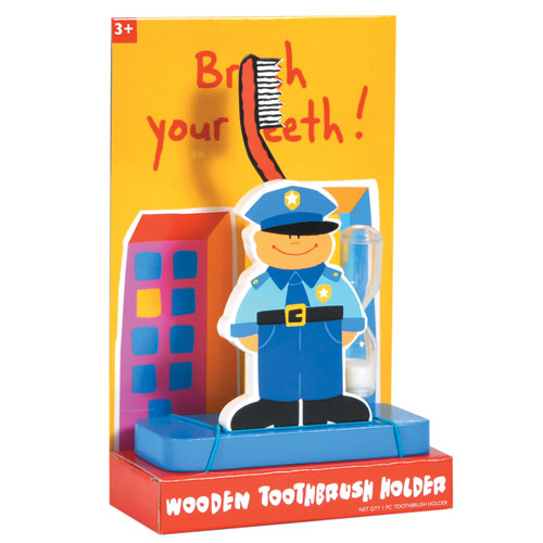 Wooden Toothbrush Holder Police Officer by COLORI USA/TATIRI