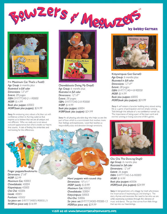 Bowzers and Meowzers Product Sheet by FAUX PAW PRODUCTIONS INC.