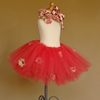 Coral Poofy Princess Tutu with Daisies by TUTU COUTURE INC.