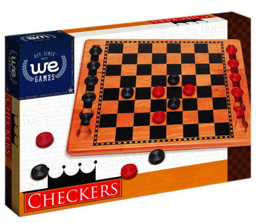 Red and Black Wood Checkers Set by WOOD EXPRESSIONS INC.