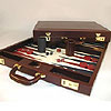 21" Backgammon Game with Deluxe Burgundy Vinyl Attache Case by WORLDWISE IMPORTS