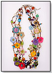 Silk Flower Four-Strand Necklace, Multi by JACARANDA LIVING