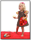 Chocolate Polka Ruffle Sleeve Dress with Big Berry Applique by DECAF PLUSH