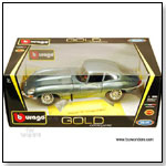 BBurago Gold - 1961 Jaguar "E" Coupe Hard Top. 1:18 scale die-cast collectible model car by TOY WONDERS INC.