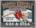 Busted Knuckle Garage Gas & Oils tin sign by TOY WONDERS INC.